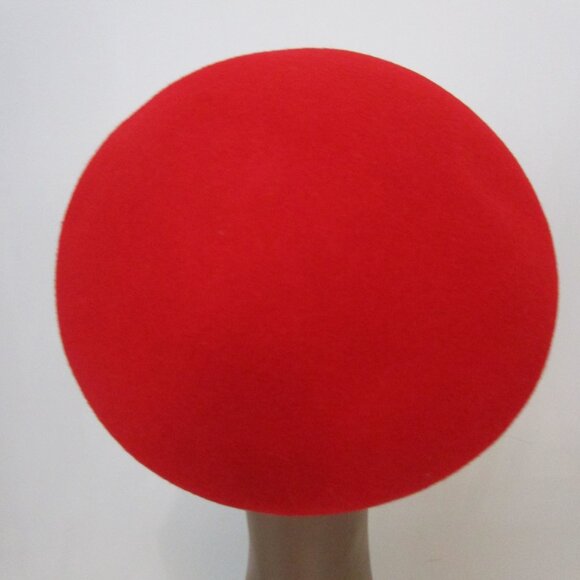 Mushroom Red Wool Visor Brim Cap Hat Patent Leather Brim Flower - Picture 10 of 14